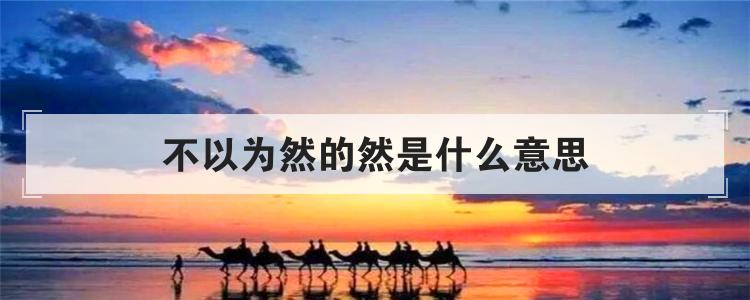 不以为然的然是什么意思