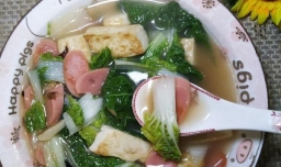 怎样做家常版乌塌菜豆腐汤？